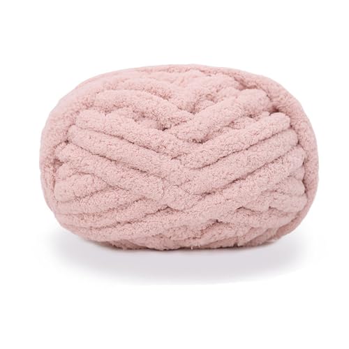 Chunky Knit Chenille Yarn for Hand Knitting Blankets, Super Soft Big Jumbo Blanket Yarn (Light Pink) - color: Light Pink