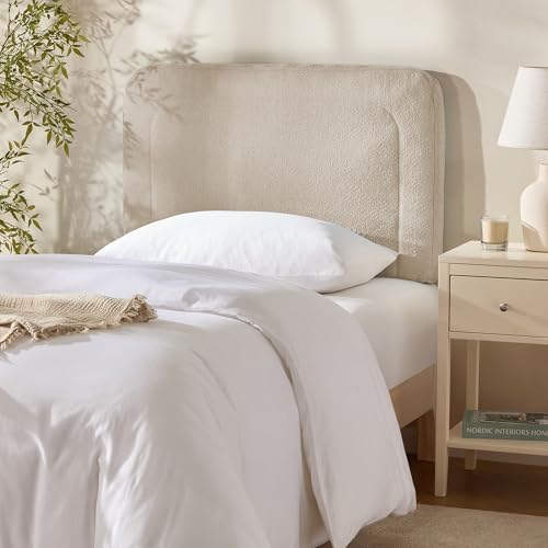 Hearth & Harbor Wall Mounted Twin Headboard Only, Bed Headboard Twin Size | Easy Assemble, Floating Peel & Stick, Upholstered Boucle, 3D Stitched Wall Panels, 5 Strips of 3M Tape Included, Beige - color: 03-beige, size: Twin