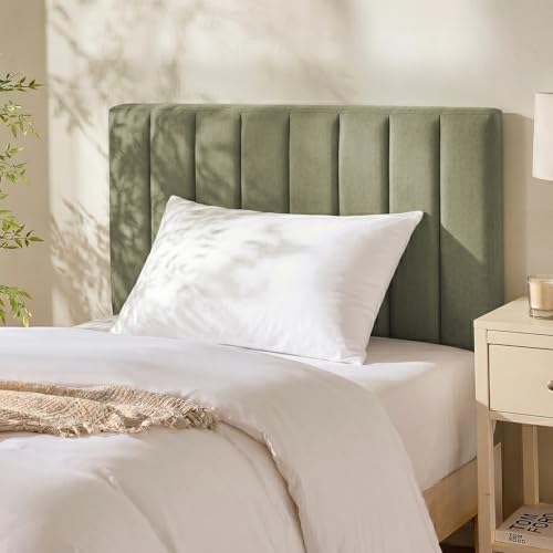 Nestl Upholstered Twin Headboard - Easy Assemble Channel Stitched Headboard Twin Size - Wall Mounted Headboards with 3D Soundproof Wall Panels Peel & Stick Floating Headboards, Olive Green - color: 07-olive Green, size: Twin