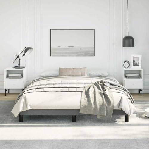 Dark Grey Queen Upholstered Platform Bed 61"x81.1"x9.8", Fabric & Wood, Low Profile, Easy Assembly - color: Grey-a, size: Queen
