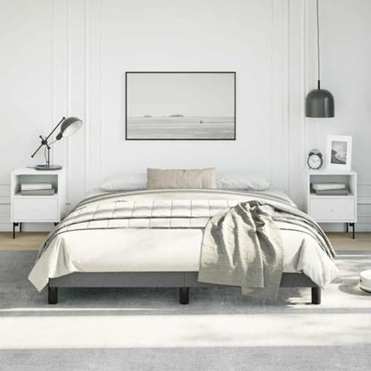 Dark Grey Queen Upholstered Platform Bed 61"x81.1"x9.8", Fabric & Wood, Low Profile, Easy Assembly - color: Grey-a, size: Queen