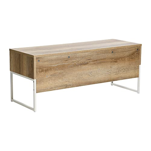 Household Essentials Coastal Oak & White Iron Wrap TV Stand - color: Coastal Oak Finish, style: TV Stand