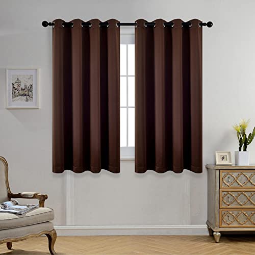 Room Darkening Grommet Window Blackout Curtains Two Panels for Girls Bedroom 52x63 Inch Chocolate, Bonus 2 Tie Backs Included - color: Chocolate, size: 52"W x 63"L (Pack of 2)