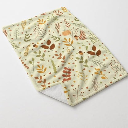 Beige Yellow Floral Leaf Fuzzy Throw Blanket Soft Cozy Fluffy Bed Throw Blankets for Teen Girls Plush Throws All Seasons for Home Living Room Bed 60" X80" - size: 60 × 80 inch