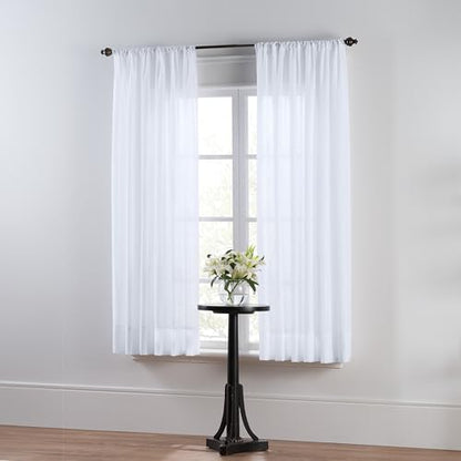 Thermoregulating Semi-Sheer Curtains – Energy-Saving Privacy Panels with UV Light Deflection, Heat & Cold Insulation (White, 63L x 59W, Single Panel) - color: White, size: 59"W x 63"L (Pack of 1)