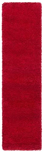 SAFAVIEH Milan Shag Collection Runner Rug - 2' x 8', Red, Solid Design, Non-Shedding & Easy to Clean, Plush Thick Pile, Ideal for Hallway, Foyer, Bedroom (SG180-4040) - color: Red, size: 2' x 8' (Runner)