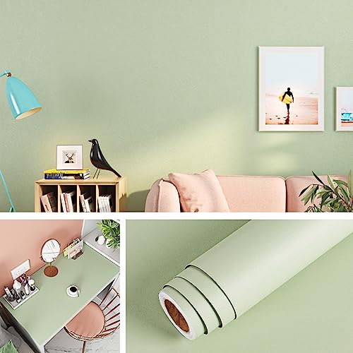 Livelynine 24 Inch X394 Peel and Stick Wallpaper Sage Green Contact Paper for Kitchen Cabinets Removable Pale Green Wall Paper for Bathroom Waterproof Renter Friendly Cabinet Dresser Drawers Cupboards - color: Sage Green, size: 394" x 24"