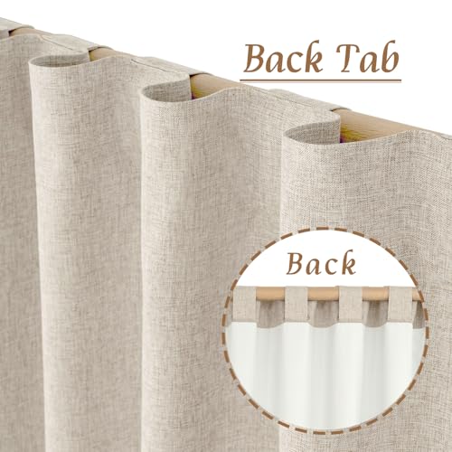 Oatmeal Linen 100% Blackout Window Curtains for Bedroom 45 Inch | Linen Textured, Thermal Farmhouse Curtains, Rod Pocket Back Tab, Window Drapes, with White Liner, 2 Panels, 38 x 45 Inch - color: Oatmeal, size: 38"W x 45"L (Pack of 2)