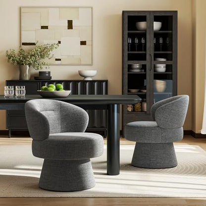 360° Swivel Accent Chairs, Modern Chenille Upholstered Boucle Dining Chair with Back, Vanity Chair Accent Armchair Side Chairs for Dining/Living Room, Bedroom, Gray - color: Grey, size: 1 Chair