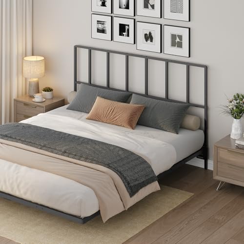 MAHANCRIS Headboard Queen Size, Metal Headboards with Universal Adapters, Adjustable Height, Modern Head Board Queen Size Only for Bedroom, Black - size: Queen