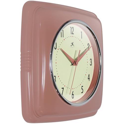 Infinity Instruments Square Retro Wall Clock, Terracotta, 9.25" - color: Terracotta