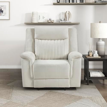 Lexicon Polished Microfiber Wall Hugger Manual Reclining Chair, Beige | 39.5"W Manual Recliner, Home Theater Seating for Living Room/Office/Apartment, Tool Free Assembly - color: Beige, size: Recliner