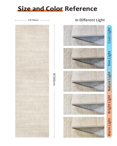 Art&Tuft 2'6"x10 Runner Rug Non Slip, Washable Rug Runners for Hallways,Beige - color: Stripe-beige, size: 2'6" X 10'