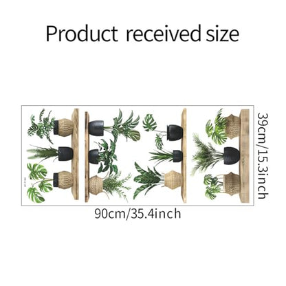 Green Plant Wall Decals 3D Bonsai Tropical Betterfly Wall Sticker Creative Vinyl Peel and Stick Removable Wall Art Decor for Living Room Bedroom Home Office (Green Plant 4) - style: Green Plant 4