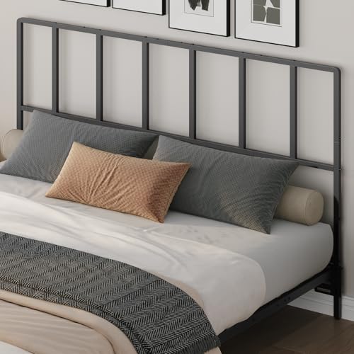 MAHANCRIS Headboard Queen Size, Metal Headboards with Universal Adapters, Adjustable Height, Modern Head Board Queen Size Only for Bedroom, Black - size: Queen