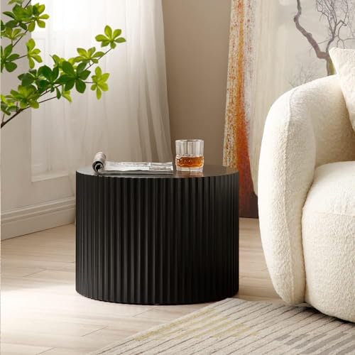 JUSTONE 2-Piece Nesting Coffee Tables Set - Modern Drum End Tables for Small Spaces, Black Round Accent Furniture for Living Room & Apartments (15.75" H) - color: 23.62'' Set of 2 Round - Black