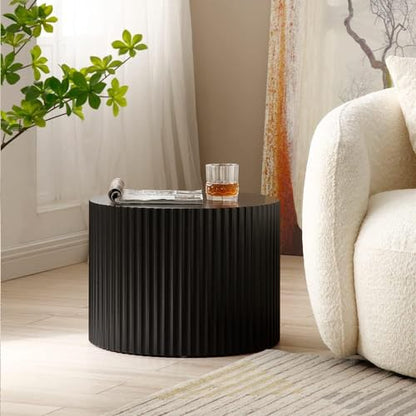 JUSTONE 2-Piece Nesting Coffee Tables Set - Modern Drum End Tables for Small Spaces, Black Round Accent Furniture for Living Room & Apartments (15.75" H) - color: 23.62'' Set of 2 Round - Black