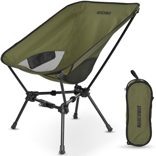 MARCHWAY Lightweight Folding Camping Chair with Spring Lock, Stable Compact Portable for Outdoor Camp, Travel, Beach, Picnic, Festival, Hiking, Backpacking (Lowback Green) - color: Lowback Green