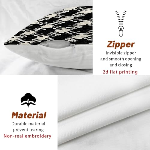 Houndstooth Throw Pillow Covers Set of 2, Modern Contemporary Geometric Abstract None Black Soft Velvet Washable Square Pillow Cases for Home Living Room Bedroom Dorm Couch Decor 16x16 Inch - size: 16" x 16" (Pack of 2)