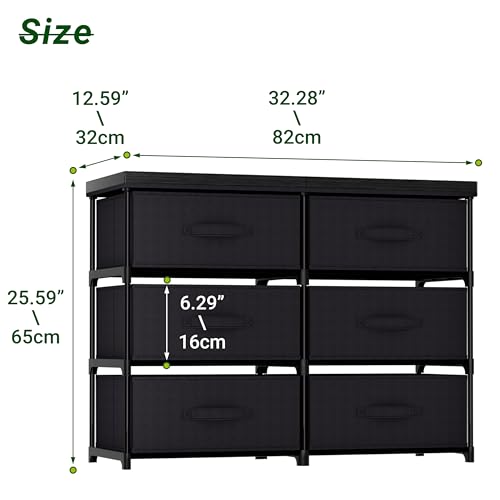 GcdPai Dresser with 6 Fabric Drawer(16cm Height) Leather Desktop Sturdy Metal Plastic Support Tube Cube Storage Cabinet for Bedroom Organization Dorm Front Hall Entryway - size: 6 Drawers Leather Top