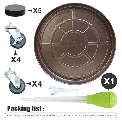 1 Pack 20 Inch Metal Plant Caddy With Lockable Wheels,Plant Stand Dolly for Heavy Planter,Wheeled Planter Saucer Tray,Rolling Plant Stand,Heavy-Duty Plant Caddy for Indoor and Outdoor(Copper) - color: Copper, size: 20 INCH 1PACK