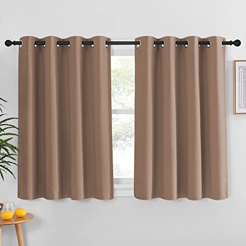 NICETOWN Insulated Blackout Curtain and Drape - Microfiber Energy Saving Thermal Insulated Solid Grommet Blackout Drapery for Kitchen (Single Panel, 52 inches by 54 inches, Cappuccino) - color: Cappuccino, size: 52"W x 54"L (Pack of 1)