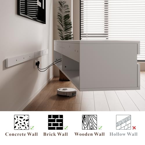basenji 71" Floating TV Stand Wall Mounted,Solid Wood Entertainment Center with LED Lighting & Power Outlet, High-Gloss Modern Media Console for TVs up to 85",Tv Consoles for Living Room,White - color: White