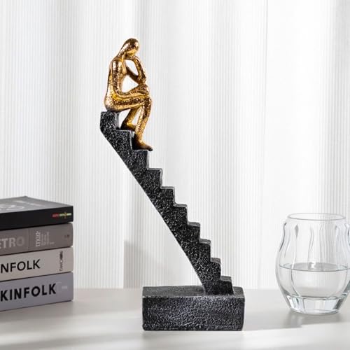 Thinker Statue Decor, Gold, 9.45" - color: ‌"single Gold"‌