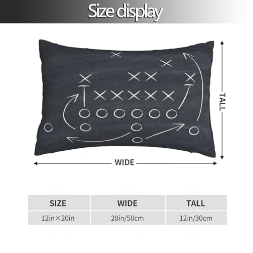 American Football Throw Pillow Covers Tactics Chalk Blackboard Drawing Lumbar Pillow Cover 12x20 Inch Set of 2 Soccer Theme Pillowcase Rectangle Cushion Cases for Bed Sofa - color: Black, size: 20" x 12" (Pack of 2)
