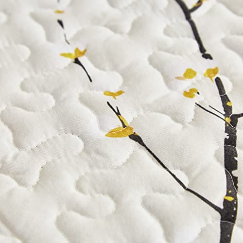 Quilt Set Twin Size Cream White with Black Branch Bedding Set 88x88 Soft Microfiber Lightweight Coverlet Bedspread Summer 2 Pc Bed Cover for (1 Quilt+ 1 Shams) - color: Cream, size: Twin(68x86)