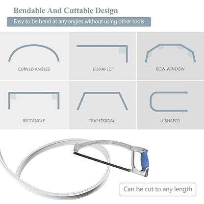 Ceiling Curtain Track, Flexible Bendable Curtain Track Wall Mount Room Divider Curved Ceiling Track System with Clips 10Ft Plastic Curtain Rails for Rv Shower Curtains - color: White, size: 10Ft