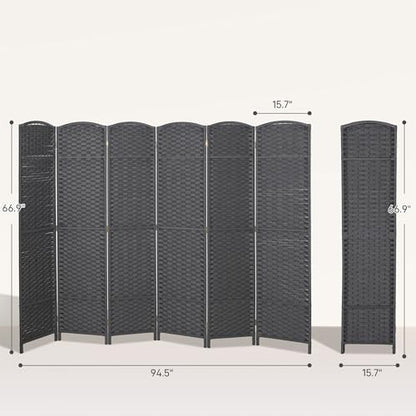 HOMCOM Room Divider 6 Panel Folding Privacy Screen 5.6' Tall Charcoal Gray | Freestanding Partition, Home Office, Bedroom - color: Charcoal Gray, size: 6 Panel