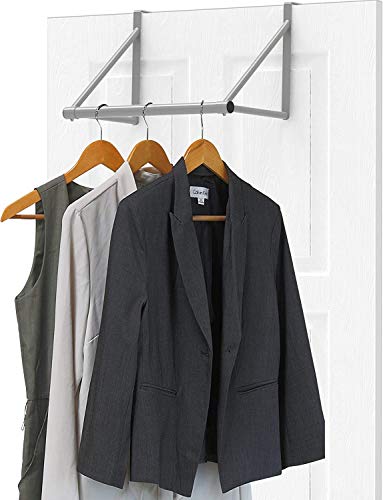 Simple Houseware Over the Door Clothes Hanging Rod, Silver - color: Silver