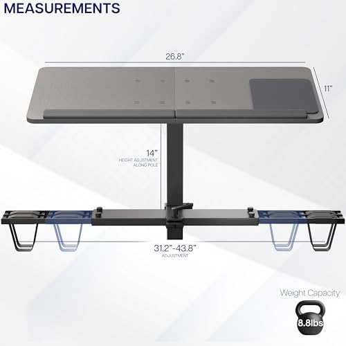 VIVO Universal Wooden Laptop Treadmill Desk, Adjustable Ergonomic Notebook Mount Stand for Treadmills, Includes Mouse Pad and Wrist Support, Stand-TDML4 - size: 27” x 11”