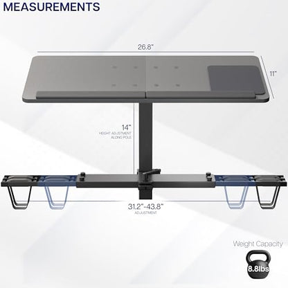 VIVO Universal Wooden Laptop Treadmill Desk, Adjustable Ergonomic Notebook Mount Stand for Treadmills, Includes Mouse Pad and Wrist Support, Stand-TDML4 - size: 27” x 11”