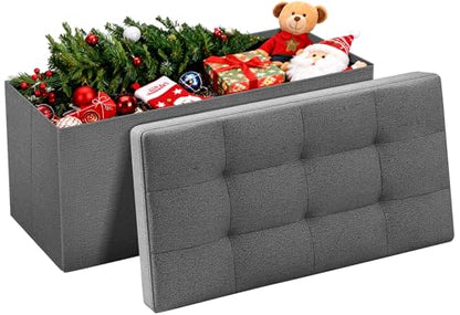 Camabel 30 Inches Folding Storage Ottoman Bench, Ottoman Foot Rest, End of Bed Bench, Storage Chest, Load 660 lb, for Living Room, Bedroom, Entryway Grey - color: Grey