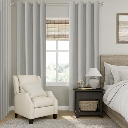 ChrisDowa Light Grey Blackout Curtains 90 Inches Long 2 Panels for Bedroom | Room Darkening,Light Blocking,Thermal Insulated,Faux Linen,Farmhouse,Grommet,Window Treatment,Drapes,Living Room,52x90 - color: Light Grey, size: 52"W x 90"L (Pack of 2)