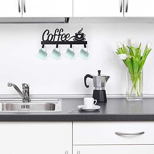 CUKE2BEET Wall Mounted Coffee Mug Holder - Mug Organizer Rack for Coffee Bar, Kitchen Utensils Display