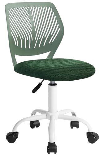 FurnitureR Kids Swivel Desk Chair, Height-Adjustable Armless Study Chair with Fabric Cushion & Ventilated Backrest, Smooth-Rolling Task Chair for Children & Teens, Perfect, Green - color: Green