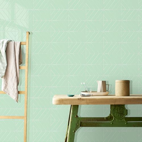 STICKGOO Herringbone Peel and Stick Backsplash, Light Green, 10 Sheets | 12.6 x 9.7 in, Thicker Rectangular Vinyl Stick-On Wall Tiles, Easy Alignment, Waterproof, Easy to Clean, Kitchen/Bathroom - color: Light Green, size: Pack of 10