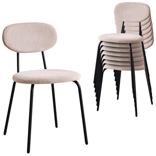 Stackable Guest Chairs Set of 8, Upholstered Waiting Room Chairs with Metal Legs for Reception, Breakroom, School, Meeting, Office - color: Khaki, size: Set of 8