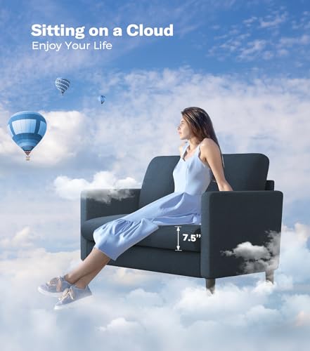 Welzona Loveseat, 51" Small Couch, Teddy Love Seat, Small Loveseat Sofa | Comfy Teddy Fabric, Tool-free Setup, Washable Covers, All-wood Small Sofa Couch for Living Room, Bedroom, Blue Grey - color: Blue Grey, size: loveseat
