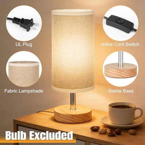 Bedside Table Lamps, Table Lamp for Bedroom, Lamps for Night Stands with Linen Lampshades, Small Table Lamp for Living Room, Office (Bulb Excluded) (Brown) - color: Brown
