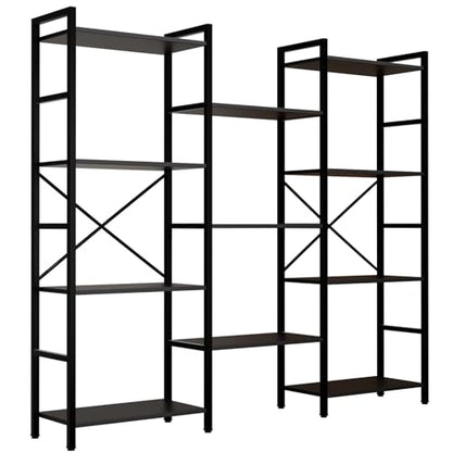 GRUSIGN Triple 4 Tier Book Shelf, Modern Bookcase Shelf, Freestanding Large Display Shelves for Living Room/Office/Garage, Stable Large Bookshelf with Storage for Books/LEGO/Plants, Black - color: Black