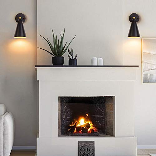 MWZ Modern Black Wall Sconces Lighting, 2 Pack Gold Rustic Lamp Fixture Farmhouse Simplicity Bronze Finish Arm Swing Industrial Wall Lights for Bedroom,Living Room,Reading,Kitchen - color: Black