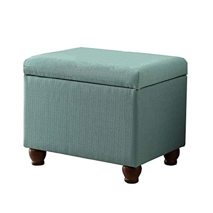 Spatial Order 22" Medium Rectangular Storage Ottoman - Aqua Linen - color: Aqua Linen