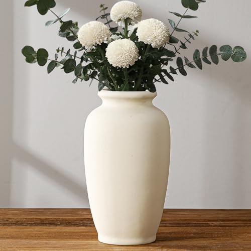 White Ceramic Vase-Boho Decorative Vase,Terracotta Tall Vases Decorative Pottery are Suitable for Decorating Living Rooms,Kitchens,and Bedrooms. - color: White L