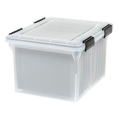 IRIS USA WeatherPro File Box Organizer, Letter/Legal, 32 Qt. Clear | Protect files and paperwork with a durable design featuring secure closure and convenient organization - style: WeatherPro - 1 Pack