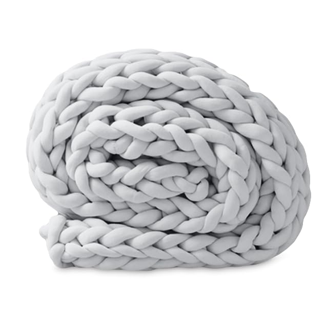 Chunky Knit Blanket (50 x 60 Inches) Warm Soft Cozy for Lounge Sofa & Bedroom, Handmade Knitted Yarn Throw Blanket (Grey, 1) - color: Grey