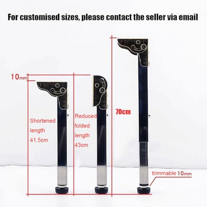Stainless Steel Folding Table Legs - Adjustable Height, Metal Legs for Campervan & Wall Mounted Dining Table (Size: 70cm/27.5in) - size: 27.5 in